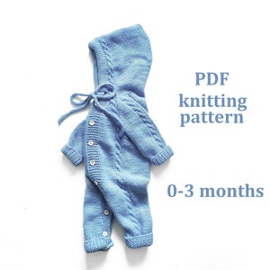 Knitting pattern baby romper, 0-3 months, knitting pattern for baby, baby jumpsuit, Pattern in ENGLISH