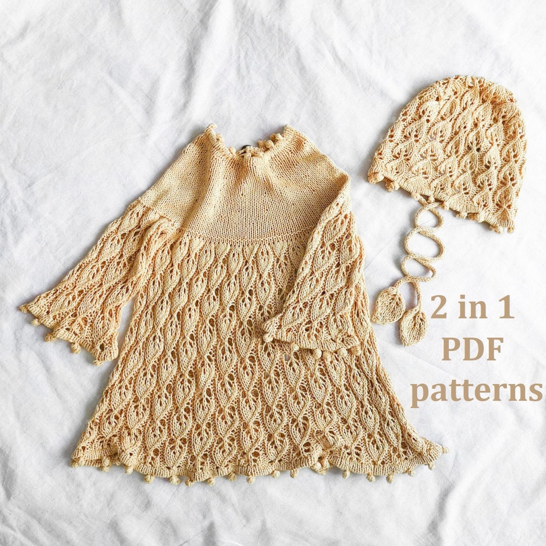 Knitting Patterns Set for Baby Girl 2 in 1, Kniting Pattern Baby Dress ...