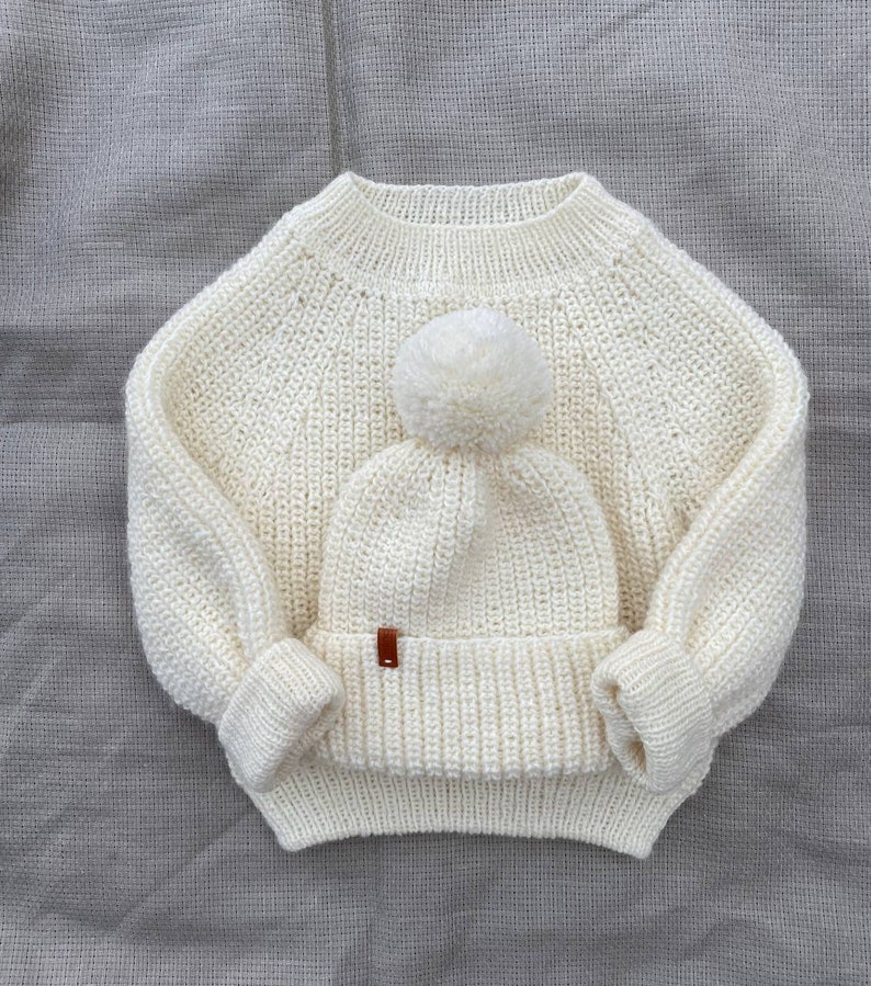 2 in 1, knitting patterns set, knit pattern baby jumper, knit pattern baby hat, knit baby sweater, todler, newborn knit pattern image 6