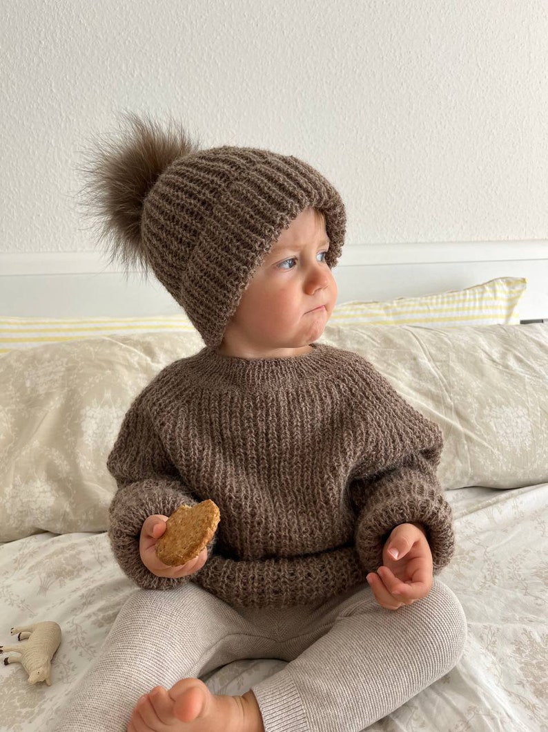 2 in 1, knitting patterns set, knit pattern baby jumper, knit pattern baby hat, knit baby sweater, todler, newborn knit pattern image 10