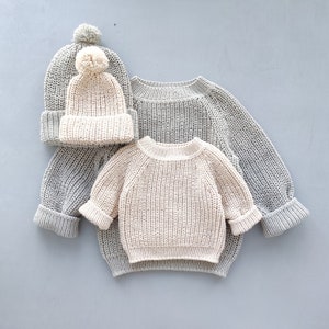 2 in 1, knitting patterns set, knit pattern baby jumper, knit pattern baby hat, knit baby sweater, todler, newborn knit pattern image 3