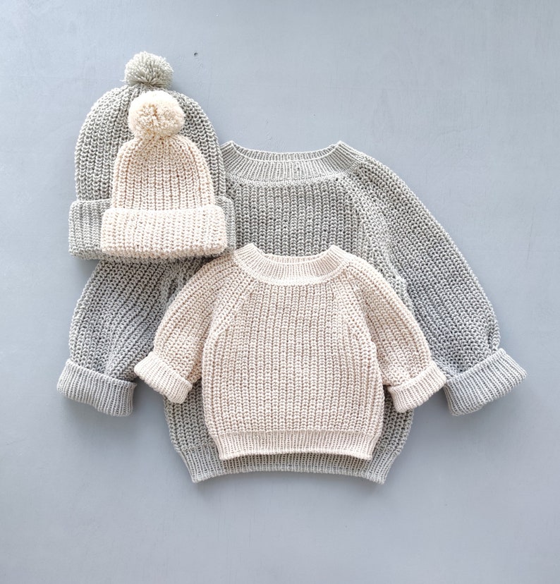 2 in 1, knitting patterns set, knit pattern baby jumper, knit pattern baby hat, knit baby sweater, todler, newborn knit pattern image 3