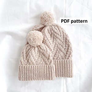 Knitting pattern baby hat, todler hat, herringbone hat, knitted hat, baby cap, zigzag hat pattern