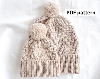 Knitting pattern baby hat, todler hat, herringbone hat, knitted hat, baby cap, zigzag hat pattern, Pattern in ENGLISH