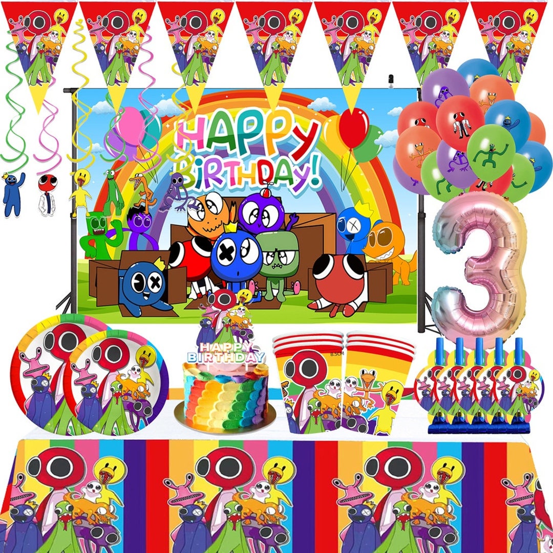 Rainbow Friends Red Birthday Party Theme Balloon Set 5pcs Set