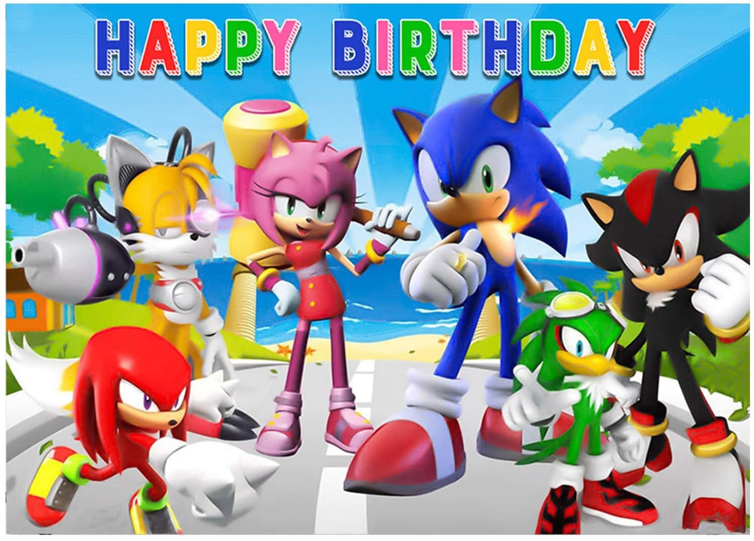 Sonic Party Supplies Birthday Decorations, Sonic Party Favors - Banner,  Cake Topper, Plates, Table Knife, Fork, Spoon and Foil Balloon for Kids  Themed