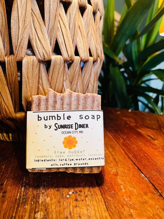 1 Bar of Tree Hugger Bumble Soap -  Rosemary, Sage, Patchouli, Lavender - Upcycled Lard and Lye Soap