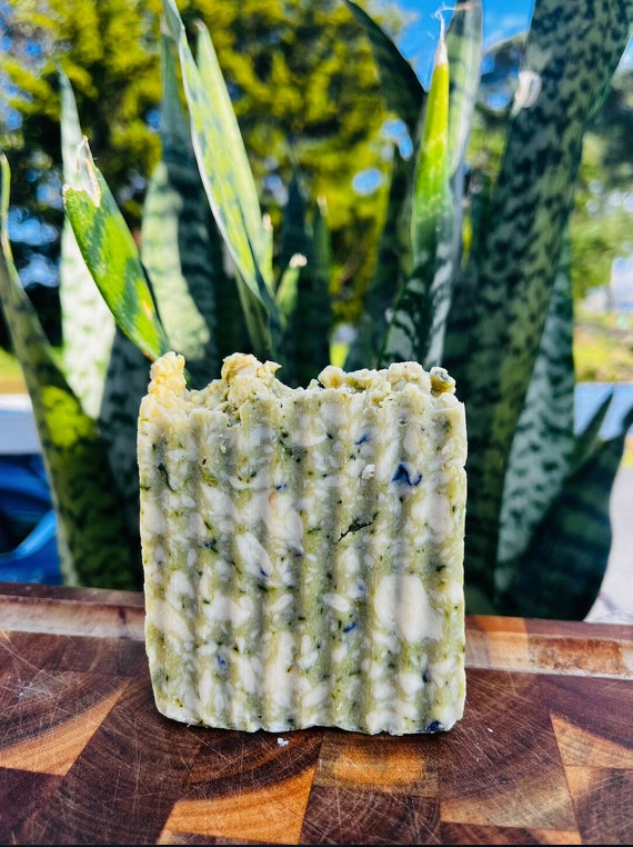 1 Bar of Uplifter - Lemongrass, Sage, Frankincense, Cilantro, Spiralina - Upcycled Lard and Lye Soap