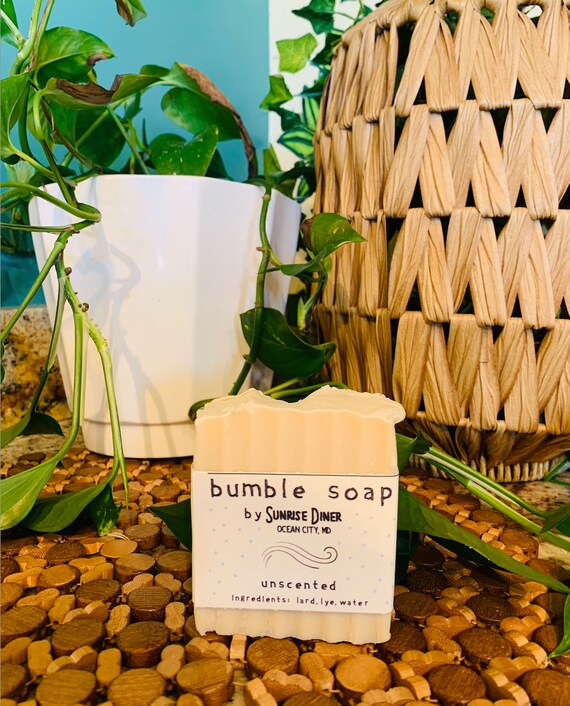 1 Bar of Unscented Bumble Soap - Upcycled Lard and Lye Soap
