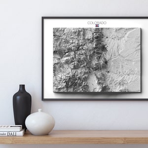 Colorado Mountain Map, Relief Print, CO Topography hanging, Minimalist Art 2D Flat No Frame image 5
