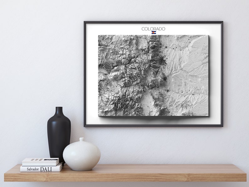 Colorado Mountain Map, Relief Print, CO Topography hanging, Minimalist Art 2D Flat No Frame image 5