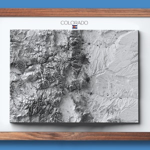 Colorado Mountain Map, Relief Print, CO Topography hanging, Minimalist Art- 2D (Flat) - No Frame