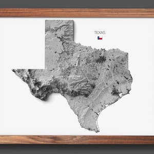 Texas Relief Map | Housewarming Gift | Minimalist Decor | Modern Wall Art | Unique Gift | Inspiration Maps- 2D (Flat) - No Frame