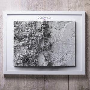 Colorado Mountain Map, Relief Print, CO Topography hanging, Minimalist Art 2D Flat No Frame image 3