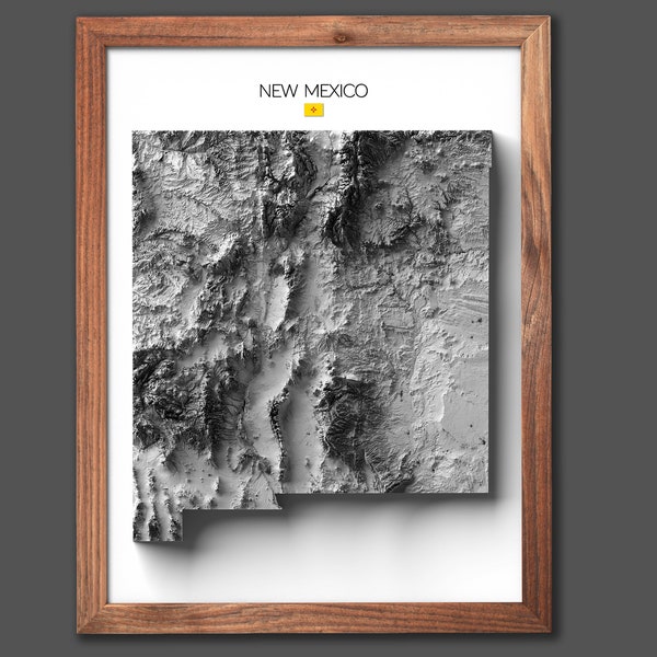 State of New Mexico Map | New Home Gift | Relief Map | Modern Wall Art | Unique Gift | Inspiration Maps- 2D (Flat) - No Frame