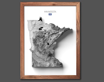 Minnesota Topographic Map Print: Modern 3D Effect Wall Art