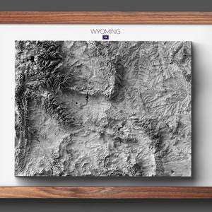 State of Wyoming Map | Housewarming Gift | Relief Map | Modern Wall Art | Unique Gift | Birthday Gift - 2D (Flat) - No Frame