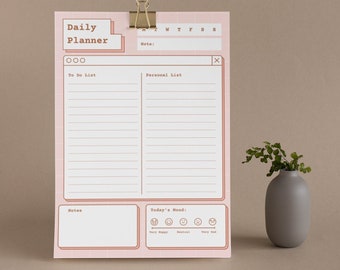 Cute Daily Planner Printable, Single Page Printable, Instant Download, Letterhead, Digital Planner