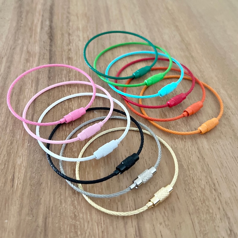 Stainless Steel Wire Rings | Luggage Tag Rings | Wire Rope Keyrings | Bulk Cable Keychain | Colored Metal Loop | Accessory Ring for Bogg Bag 