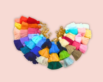 Large Ombre Tassel with Clasp | Tassel for Keychain | Zipper Pull Charm | Tri-Layered Tassel |  Tassel with Lobster Claw | Bag Charm Tassel