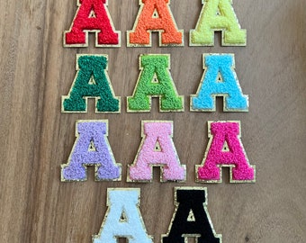 Stick On Chenille Letter Patch | Self Adhesive Varsity Letter Patch | DIY Dupe Patch | Gold Glitter Letter Trim | Embroidery Patch