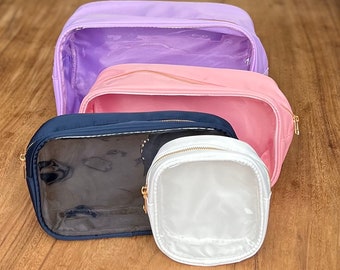 Nylon Bag With One Clear PVC Side for Chenille Letter Patches | DIY Dupe | Cosmetic Bag | Brides Bag | Travel Toiletry bag | Bachelorette