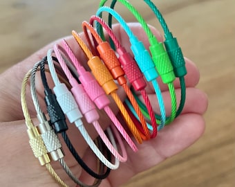 Stainless Steel Wire Rings | Luggage Tag Rings | Wire Rope Keyrings | Bulk Cable Keychain | Colored Metal Loop | Accessory Ring for Bogg Bag