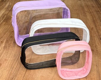 Clear Bags for Letter Patches | Initial makeup bags | Cosmetic Bag | Brides Bag | Travel Toiletry bag | Bachelorette