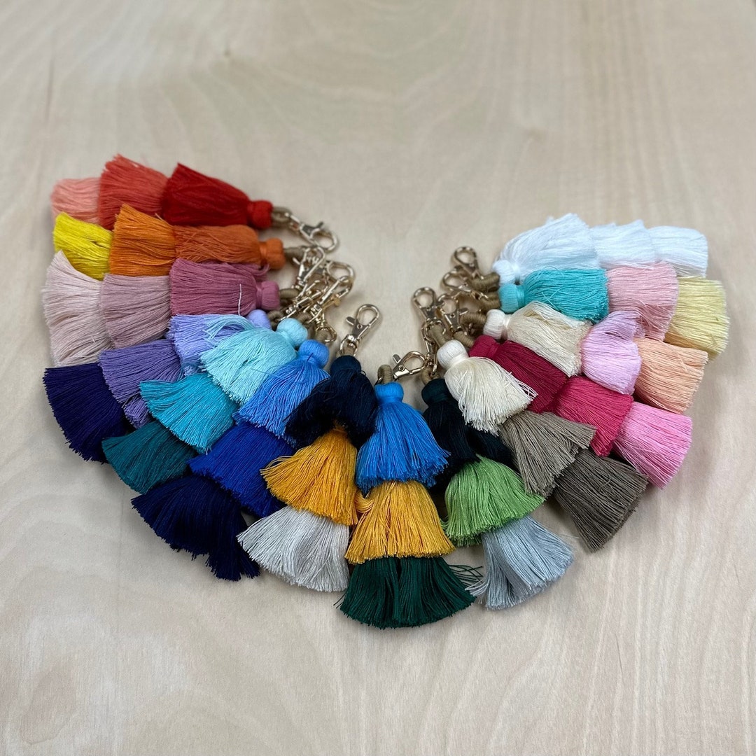 4 NEW COLORS Threelayered Tassel Ombre Tassel With Clasp Key Chain