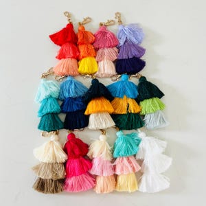 Three-layered Tassel | Ombre Tassel with Clasp | Key Chain Tassel Bag Zipper Tassel | Tri-Layered Tassel | Wholesale Tassels | Bulk Tassels image 2