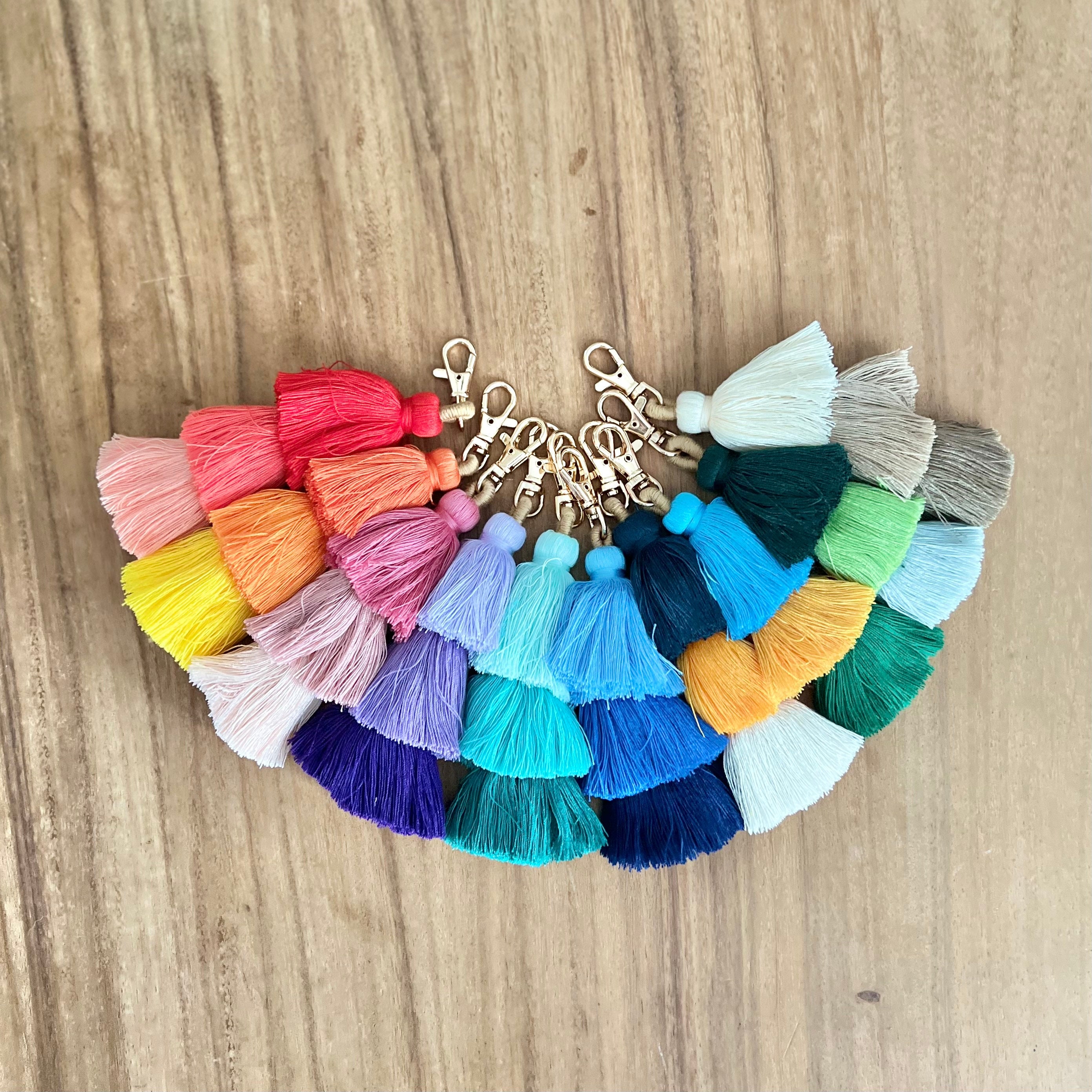 SPUNKYCHARMS Wholesale 100pcs Mini Tassel Charms Tiny Short Cotton Tassel Supplies for Crafts and Jewelry Making 