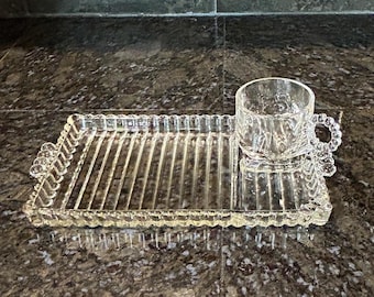 Hazel Atlas Snack Plate Set: Mid-Century Ball & Ribbed Glass