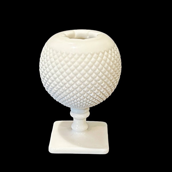 Unique Hobnail Milk Glass Ivy Bowl Vase,MCM Decor,Pedestal Vase,White Home Decor,Milk Glass Vase,Westmoreland Glass Vase,Elegant Vase