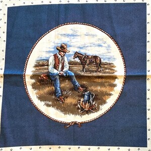 Cowboy Fabric Panel-Screen Printed on Cotton,Cowboy Decor,Western Quilt Fabric,Cowboy Quilt Fabric,Southwestern Fabric,Pillow Fabric Panel