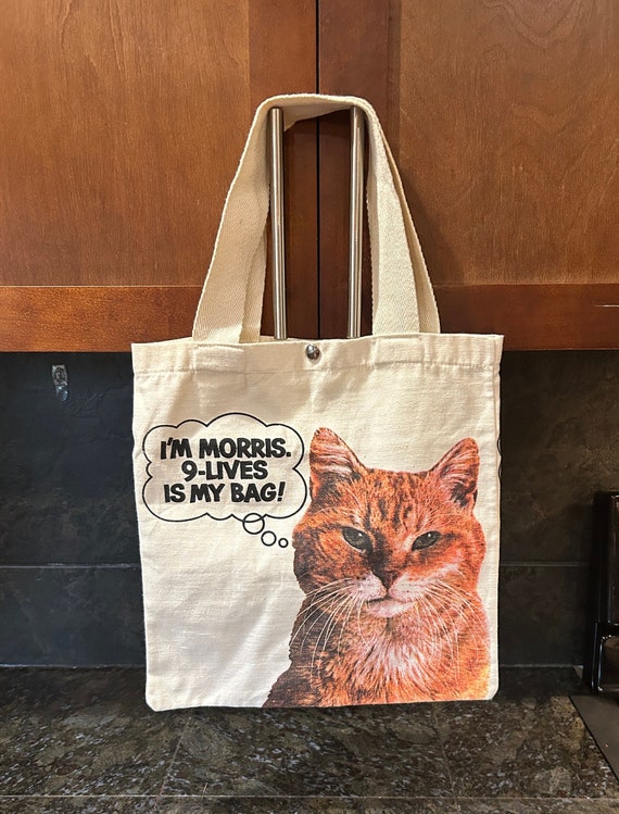 1980s 9 Lives Morris the Cat Canvas Tote Bag 13"X1