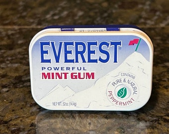1990s Everest Gum Tin,Metal Storage Box,Advertising Tin,Small Tin with Lid,Metal Pill Box,Tin Pill Box,Tin Litho Box,Gum Holder,Promo Item