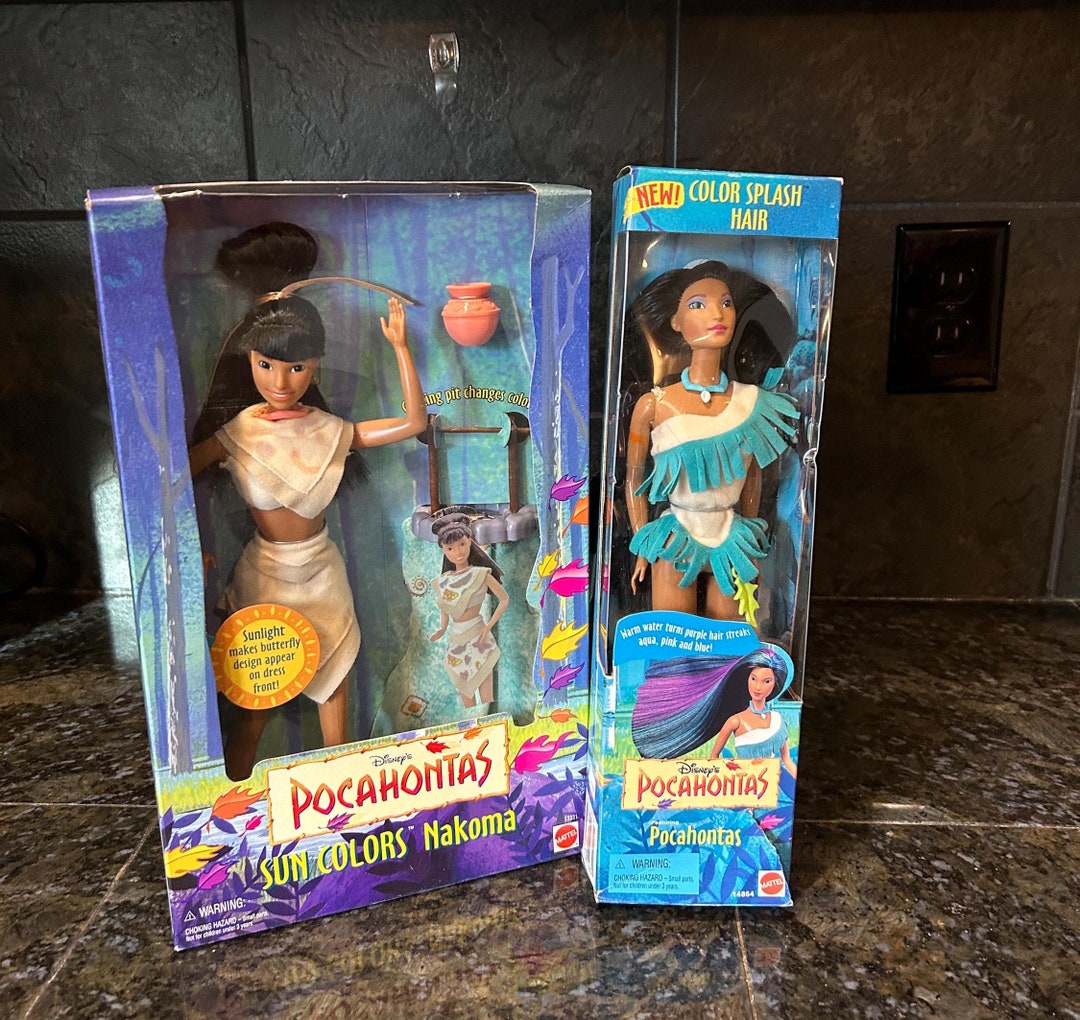 1995 Color Splash Hair Pocahontas Doll and Sun Colors Nakoma Doll ...