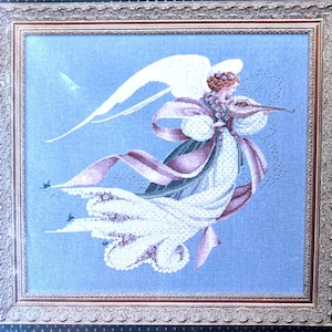 Angel of Spring Cross Stitch Chart Lavender and Lace Angel Playing Instrument