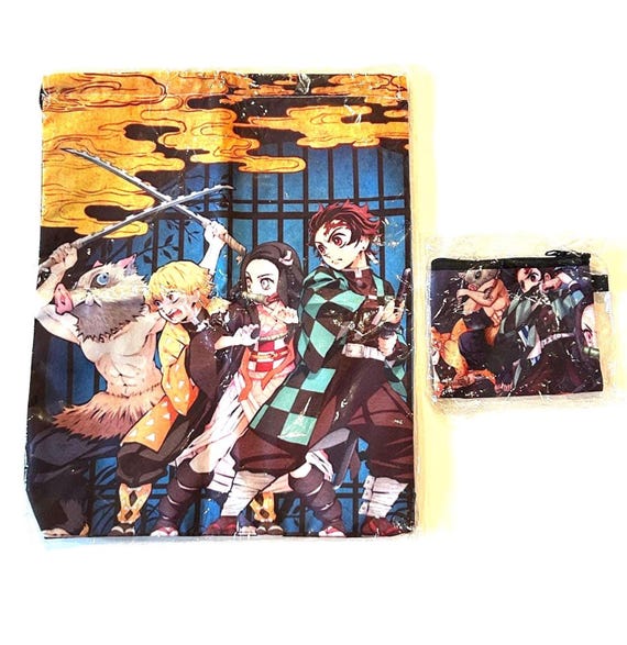 Demon Slayer Drawstring Backpack & Zipper Pouch: … - image 1