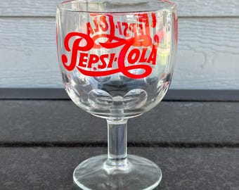 Vintage Pepsi Cola Thumbprint Goblet - 1940s Logo