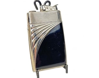 Vintage Evans Chrome Table Lighter & Cigarette Holder – Art Deco 1930s Smoking Accessory