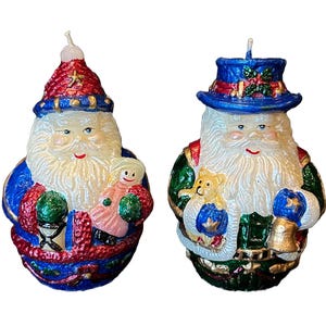 Vintage Santa Candles-5.75&quot;X3.5&quot;-Handpainted-Sold Separately,Christmas Candle Decor,Santa Claus,Candle,Santa Decor,Vintage Holiday Candle