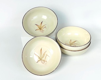 Winfield Passion Flower Cereal Bowls, Mid‑Century California Pottery, Set of 4