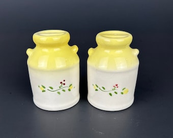 Vintage Milk Can Salt & Pepper Set: California Farmhouse Yellow Decor