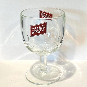 Vintage Schlitz Beer Goblet Glass: 16 oz Barware Collectible
