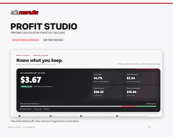 Profit Studio | Calculateur de profit et de frais pour les vendeurs Etsy | Marge, seuil de rentabilité et prévisions mensuelles | Téléchargement HTML hors ligne