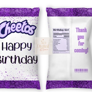 Happy Birthday Purple chip bags - Purple chip bags - Happy Birthday Purple Glitter - Digital Download