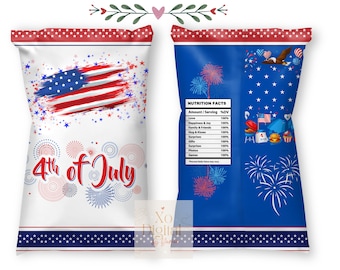 Modello per sacchetto di patatine del 4 luglio - Bomboniere patriottiche (download digitale)