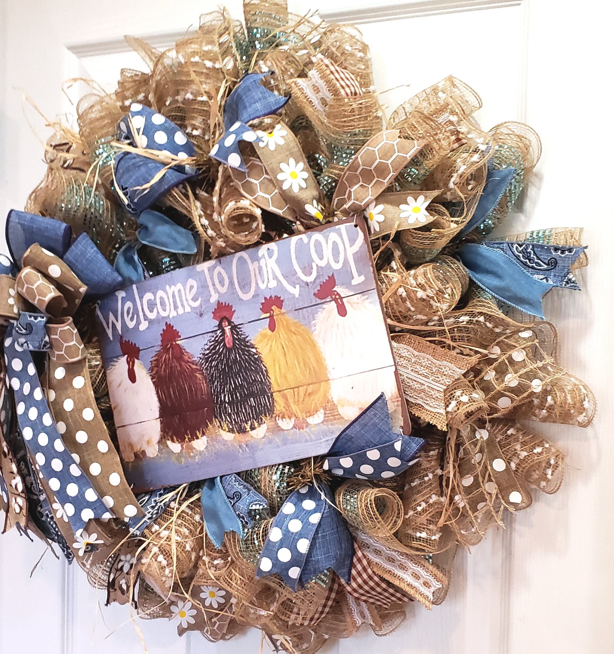 Chicken Wreath Farmhouse Wreath With Chickens Chicken Etsy