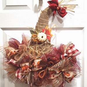 Fall Scarecrow Hat Front Door Wreath, Scarecrow Hat Wreath, Scarecrow Fall Hat Door Hanger, Scarecrow Wreath, Fall Decor, Fall Wreath